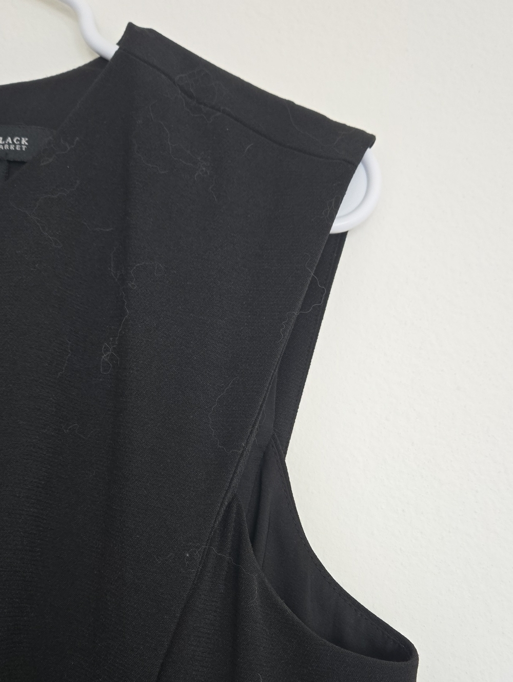 White House Black Market Black Sleeveless Midi Dress with Side Pockets - Picture 5 of 8
